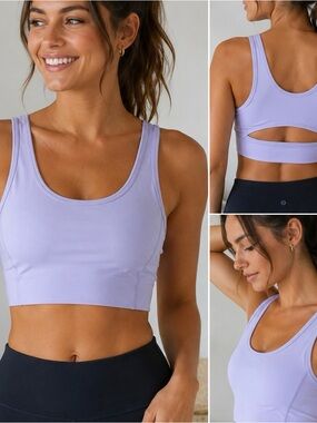 Mono B Lavender Open Back Longline Sports Bra XL NWT